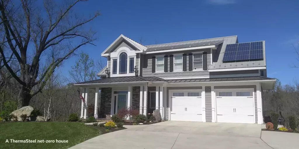 A completed ThermaSteel net-zero home
